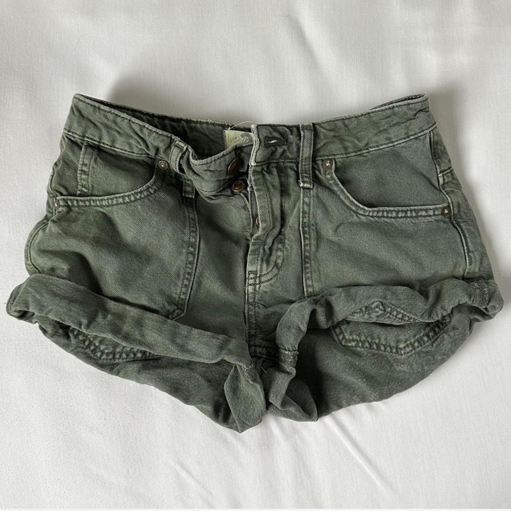 FREE PEOPLE green denim shorts